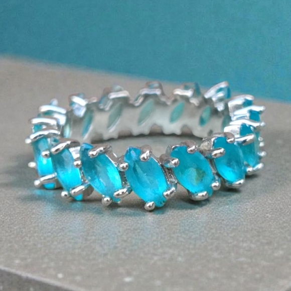 925 Sterling Silver Jewelry - Sterling Blue Apatite Gemstone Ring